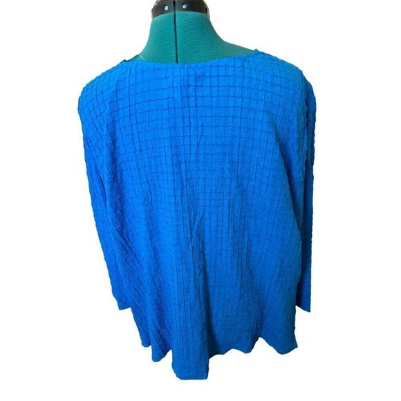 NEW Eileen Fisher Womens Cotton Button-Up Top Blue Ocean 2X Round Neck3/4 Sleeve - Picture 5 of 12